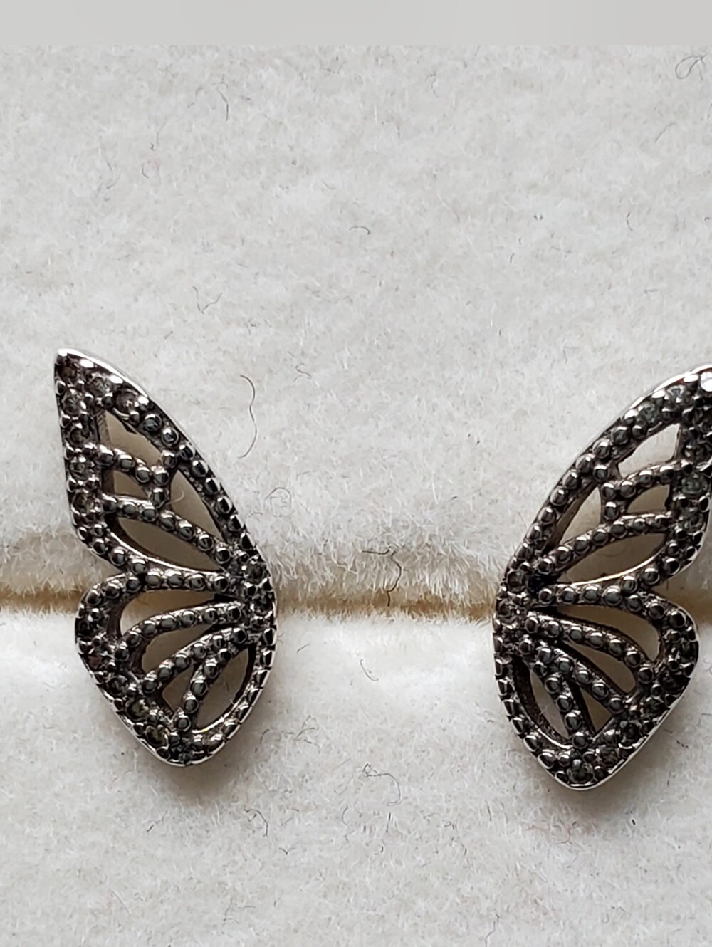 Butterfly Wing Stud Earrings - 925  Sterling Silver • 1.18g